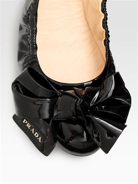 prada leather ballet flats with bow|prada padded ballet flats.